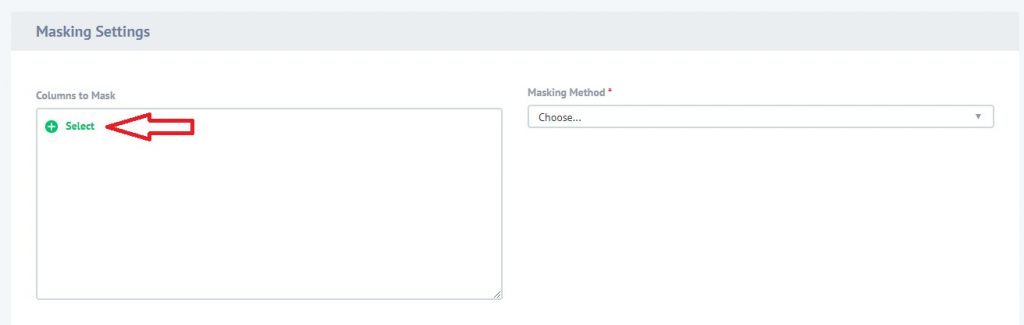 Configuring columns for masking 