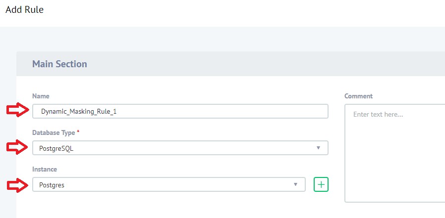 Configurando la sección principal de la regla de enmascaramiento dinámico de datos