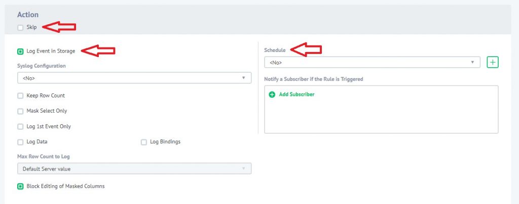 Configuring of Action section of Dynamic Data Masking Rule