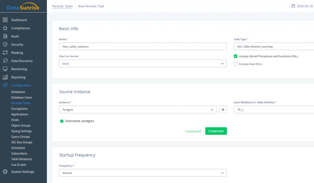 Setting up a new DataSunrise Periodic Task