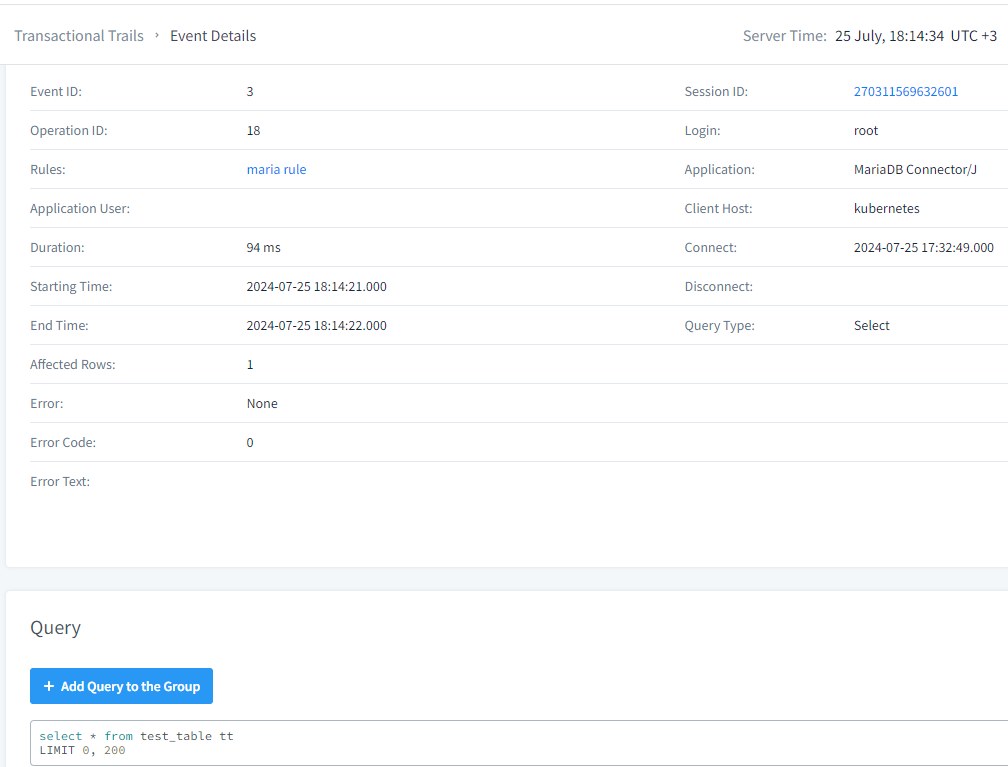 database audit in mariadb