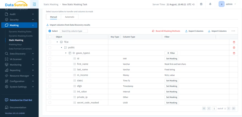 static data masking in postgresql