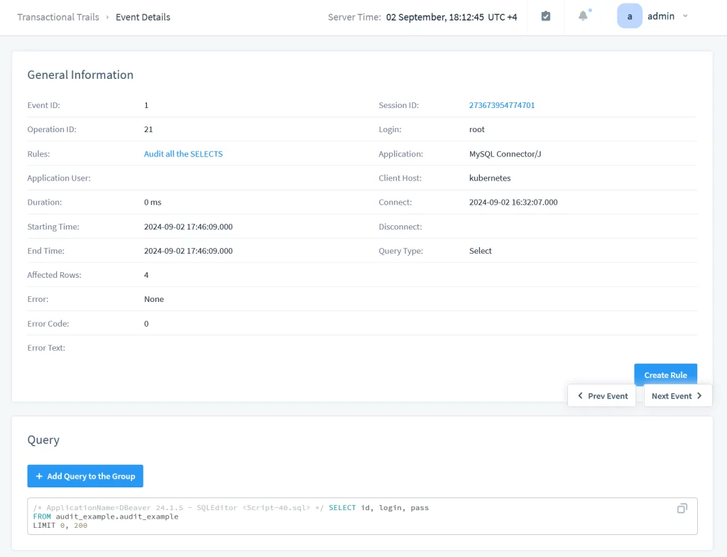 MySQL Audit Trail