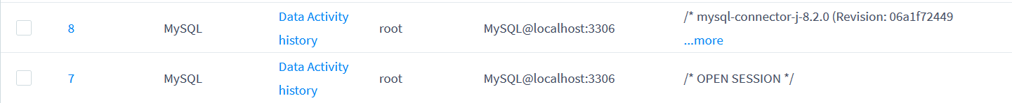 Historial de Actividad de Datos de MySQL