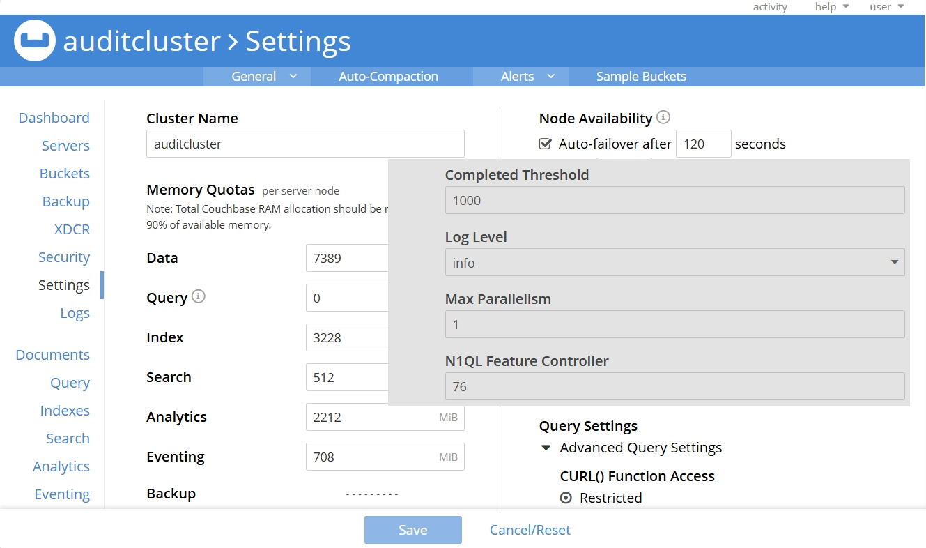 Configuration du Mode Debug de l'Audit Natif Couchbase