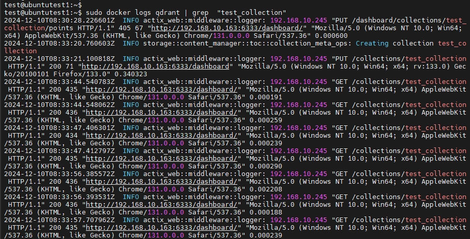 Qdrant System Logs View