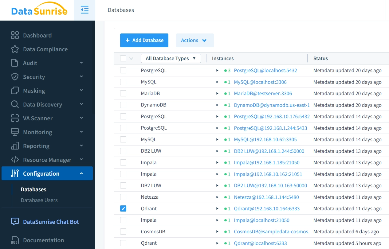 Connecting Multiple Database Instances to DataSunrise