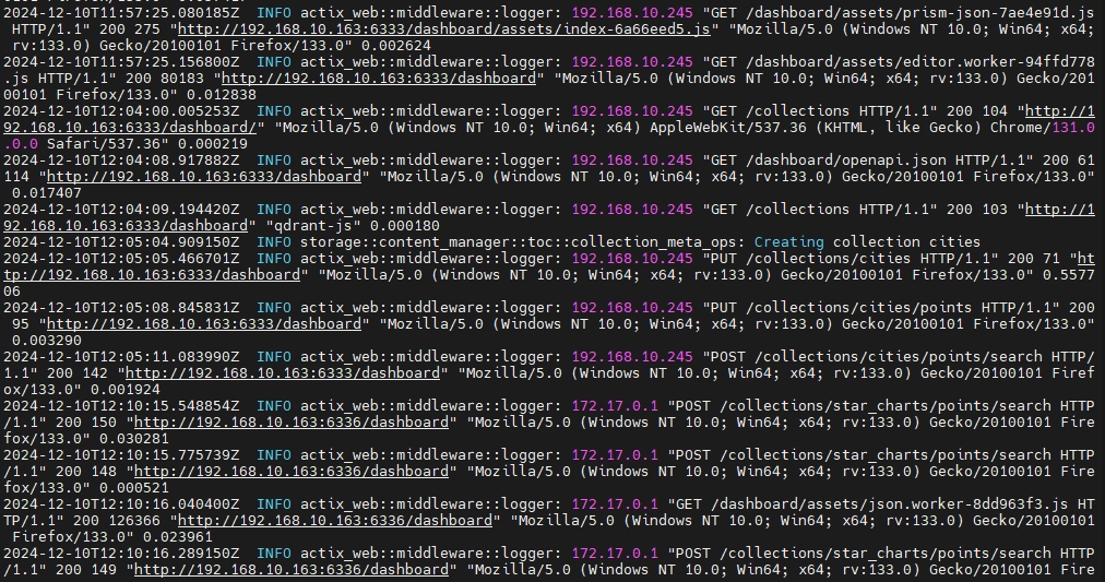 Example Output of Qdrant System Logs