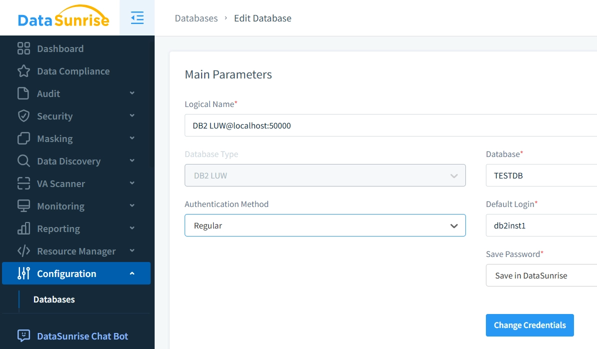 Connexion à la Base de Données IBM Db2 Établie dans DataSunrise