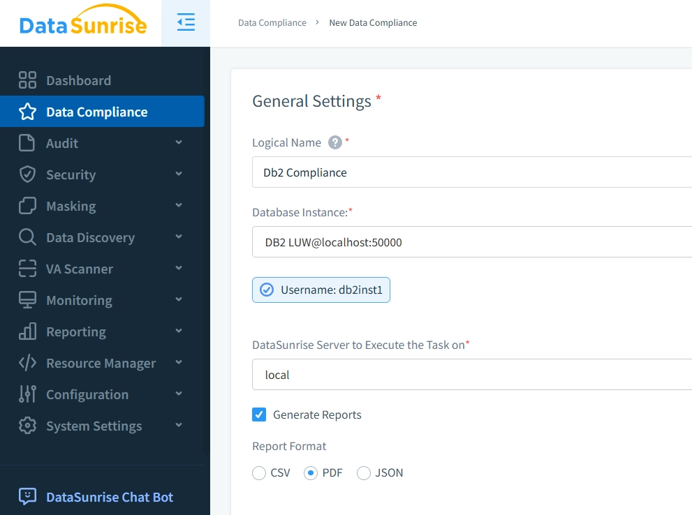 Connexion d'IBM Db2 au Compliance Manager dans DataSunrise