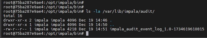 Historial de Actividad de Datos de Impala: Vista General de la Carpeta de Registro de Auditoría de Impala