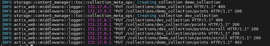 Operations Reflected in Qdrant System Logs Output