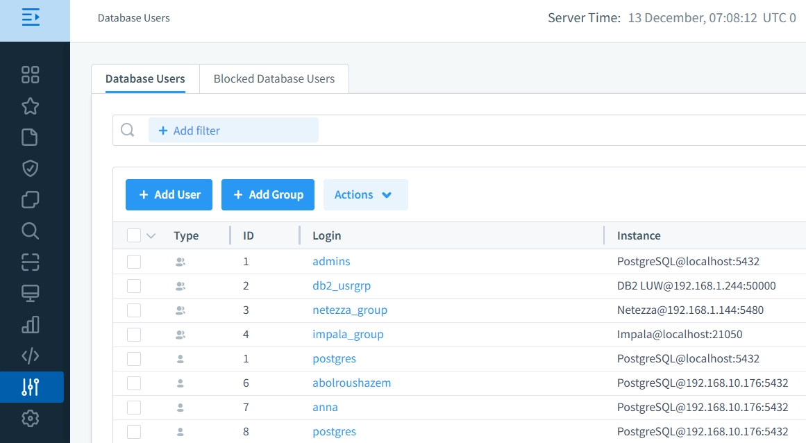 Users and Groups Overview in DataSunrise