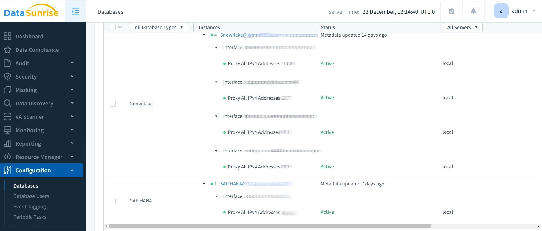 Configuration de Piste d'Audit SAP HANA dans DataSunrise