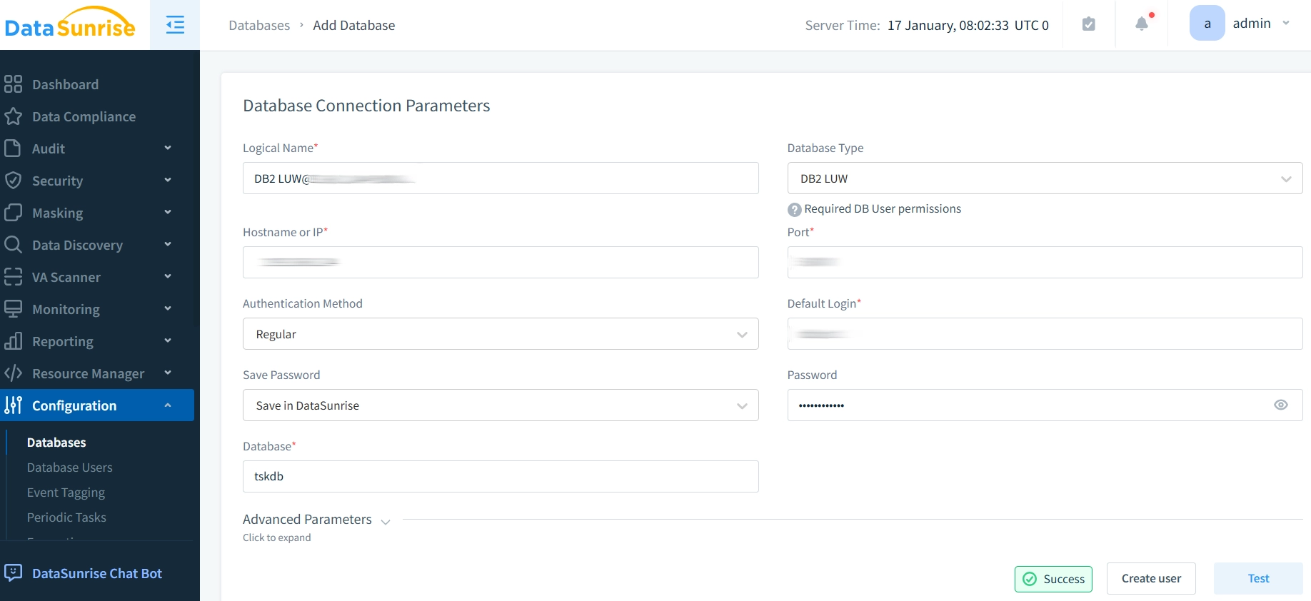 DataSunrise DB2 Instance Configuration Interface