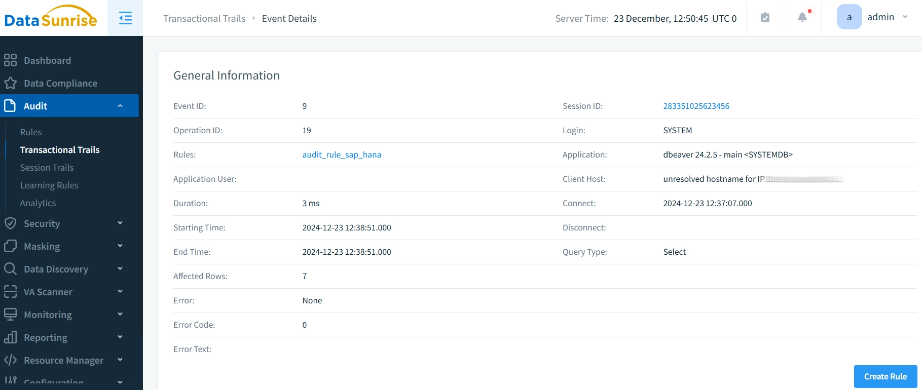 Comprehensive SAP HANA Database Activity Monitor