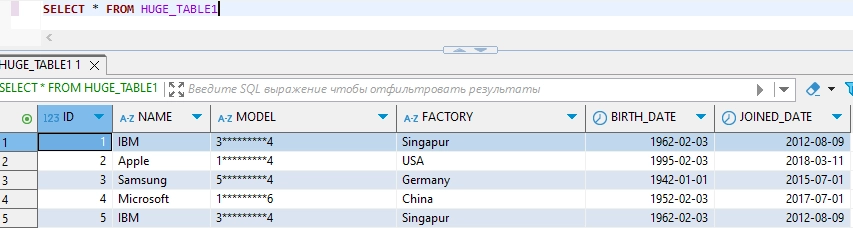 DBeaver Query Results with Masked Data