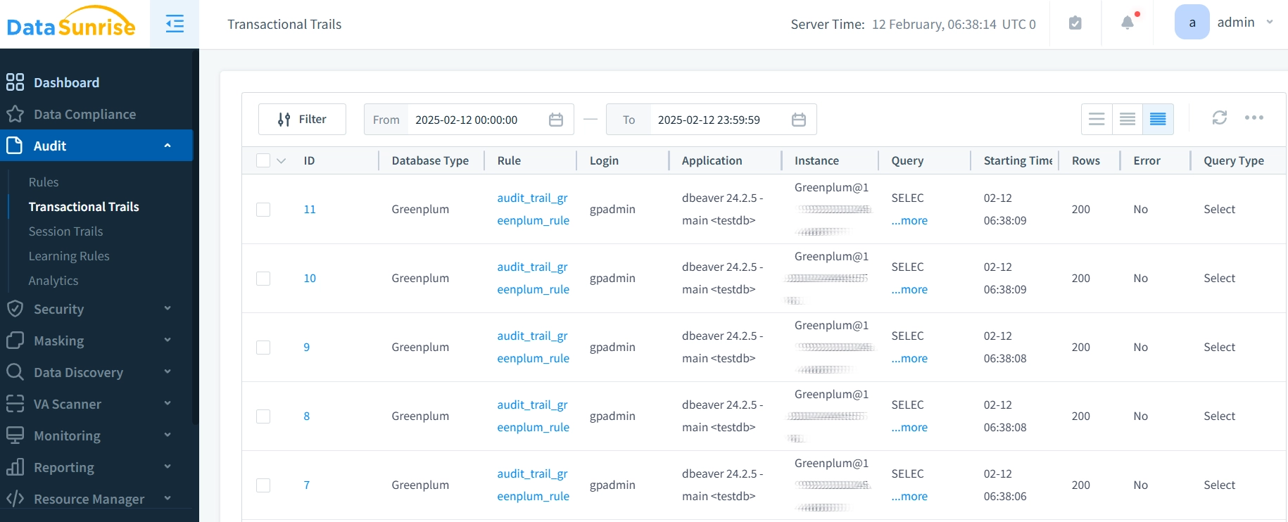 Greenplum Data Audit Trail Database Activity Monitoring